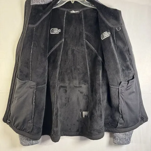 The North Face Women’s Large Jacket Gray Herringbone Softshell Fleece Zip Up - Picture 3 of 11